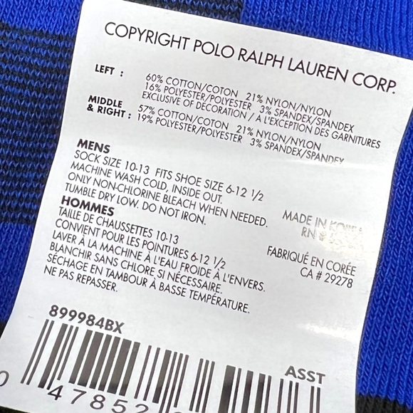 POLO RALPH LAUREN Mens Cortina Polo Bear 3-Pack Socks Set - Picture 9 of 14